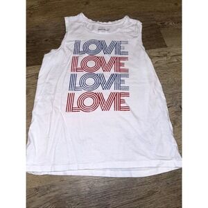 For The Republic Women White LOVE Graphic Sleeveless Tank Top Size S